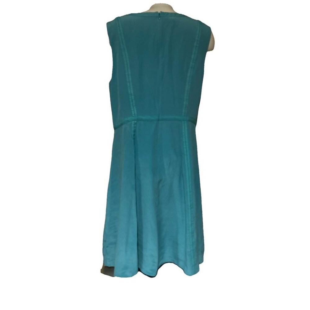 Talbots Women 16 Teal 100% Silk Sleeveless Dress Fit & Flare Sheath Dress - Picture 7 of 10